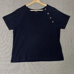 Chaps Shirt Womens Extra Large Blue with Gold Buttons 100% Cotton